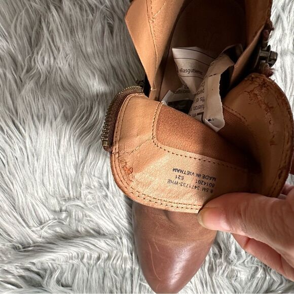 Frye Brown Heeled Boots with Chunky Heel and Open Toe - Picture 9 of 10